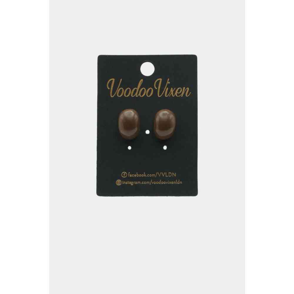 Voodoo Vixen - Retro Style Demi Hoop Des boucles d'oreilles - Marron